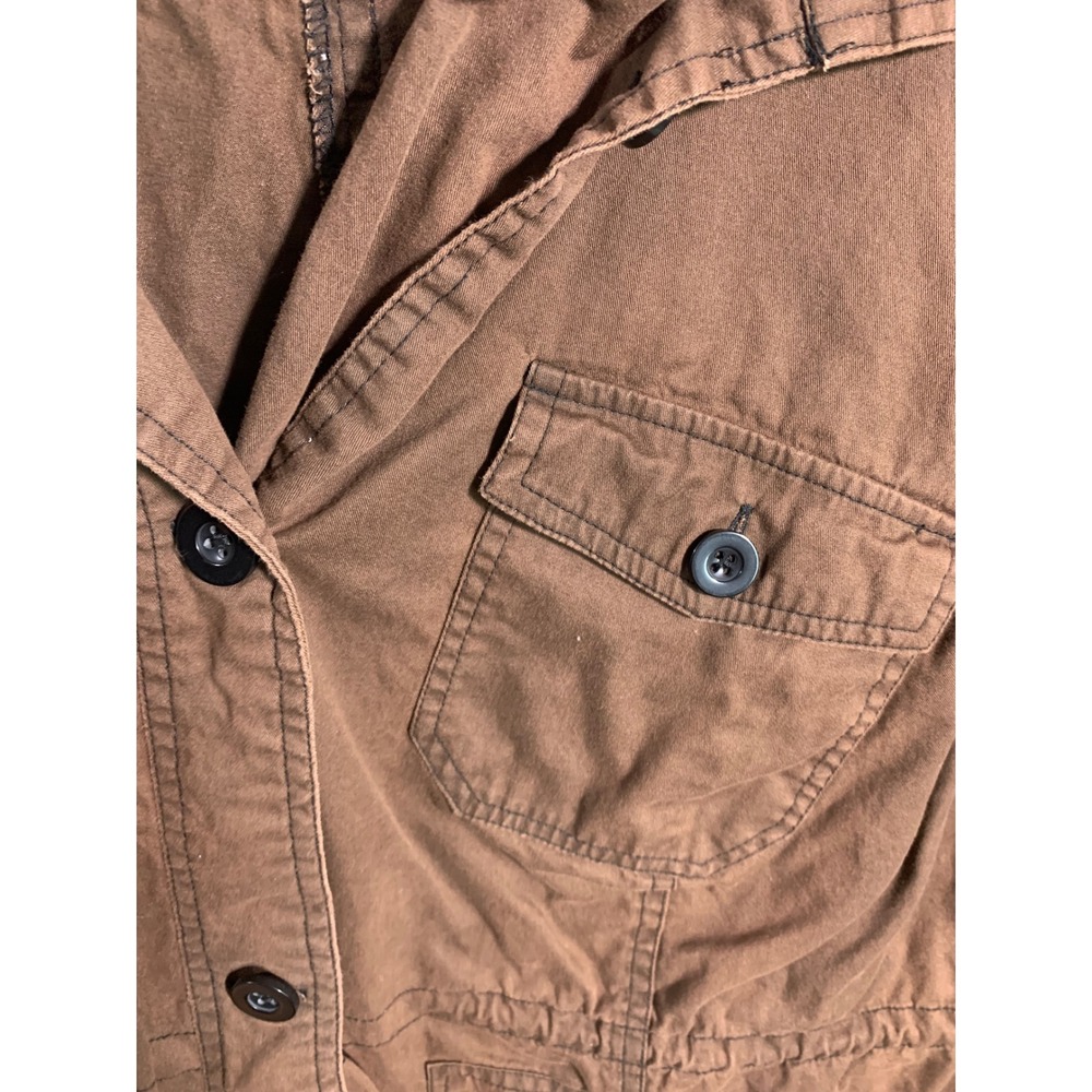 Woman Within Brown Utility Field Jacket Womens Plus 1X 22/24 Button Front Coat - Picture 2 of 6